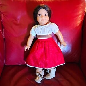 American Girl Josefina ca. 2012 with goat "Sombrita" and other accessories